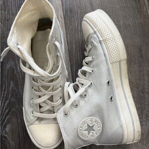 CONVERSE Women's High-Top Canvas Sneakers in Silver